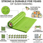 Premium Silicone Sushi Making Kit - Rolling Mat For Beginners And Kids, 8.6 X 7.8 Inch