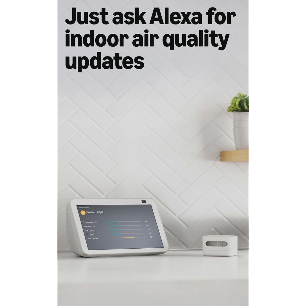 Amazon Smart Air Quality Monitor, Detects Temperature, Humidity, Carbon Monoxide, Pm2.5 And Vocs, Get Notifications When Air Quality Drops, Works With Alexa