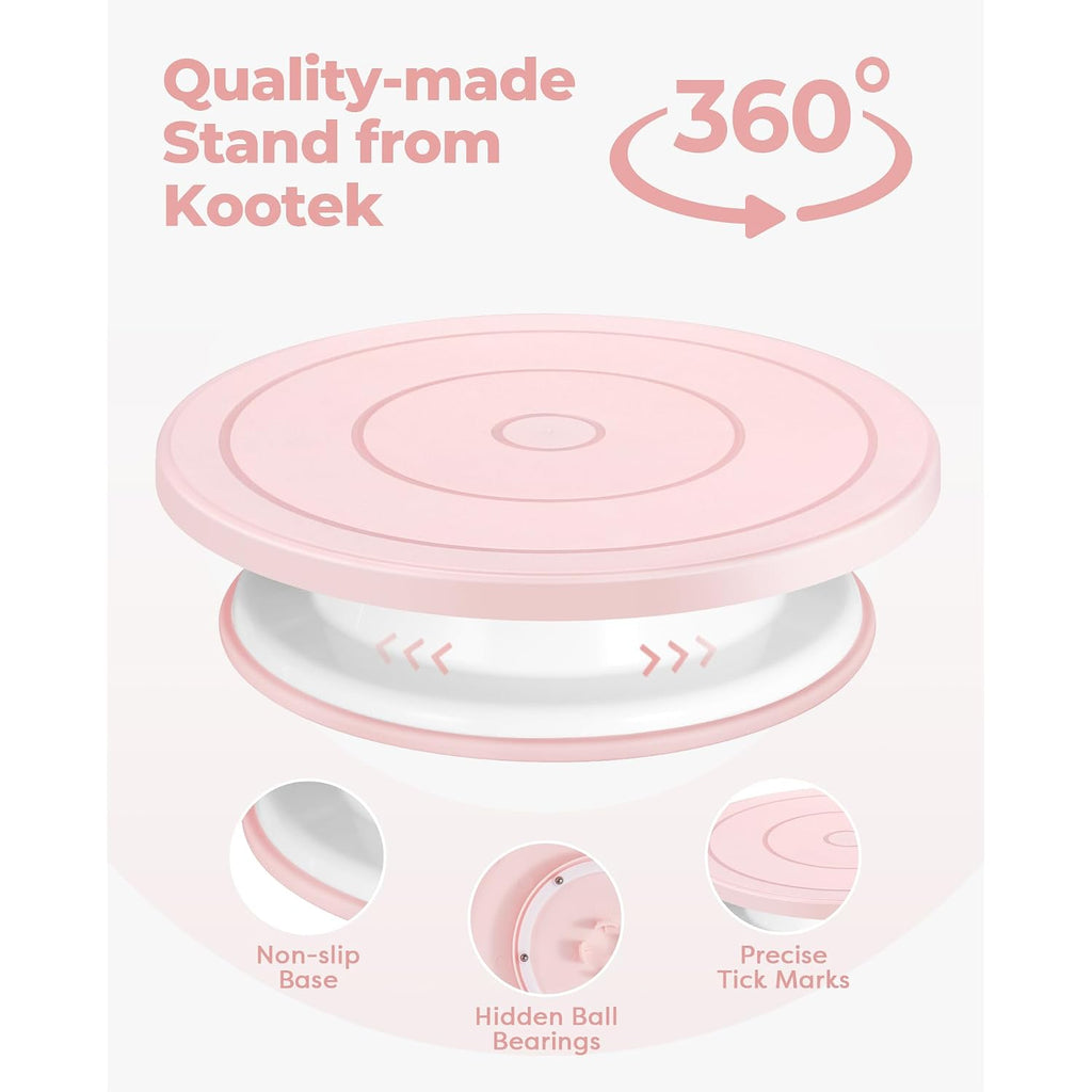Kootek 158Pcs Cake Decorating Kit, Baking Supplies Tools - Includes Cake Stand Turntable, 64 Icing Piping Tips Set, 2 Frosting Spatulas, 3 Scrapers, 50+2 Pastry Bags, Coupler, Video Tutorial, Booklet
