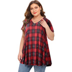 Womens Plus Size Tops Short Sleeve Button Down Basic Tunics Summer Swing T Shirts Casual V Neck Blouses for Leggings