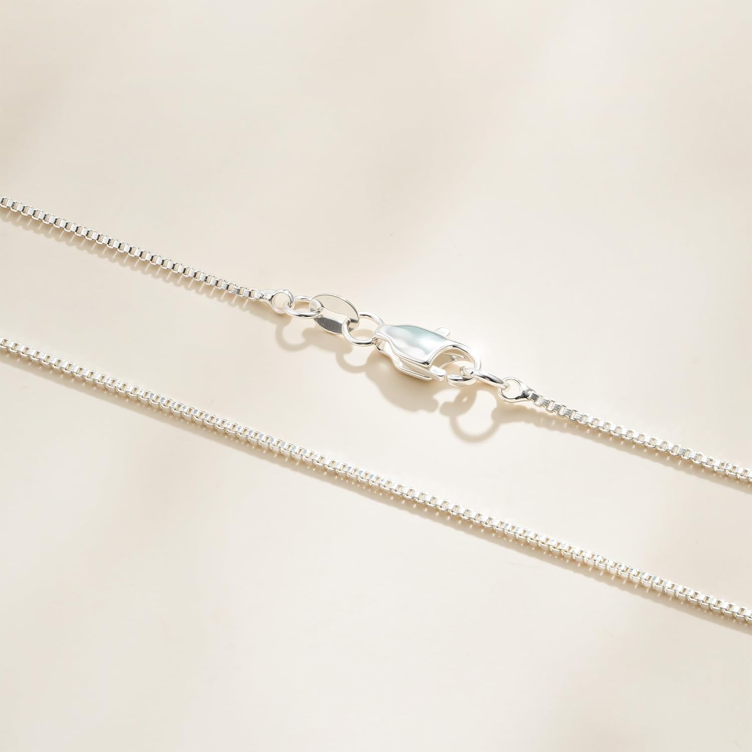 925 Sterling Silver Chain for Women, Diamond Cut 1mm Box Chain Lobster Claw Clasp Silver Jewelry Gifts for Women Mom Girlfriend