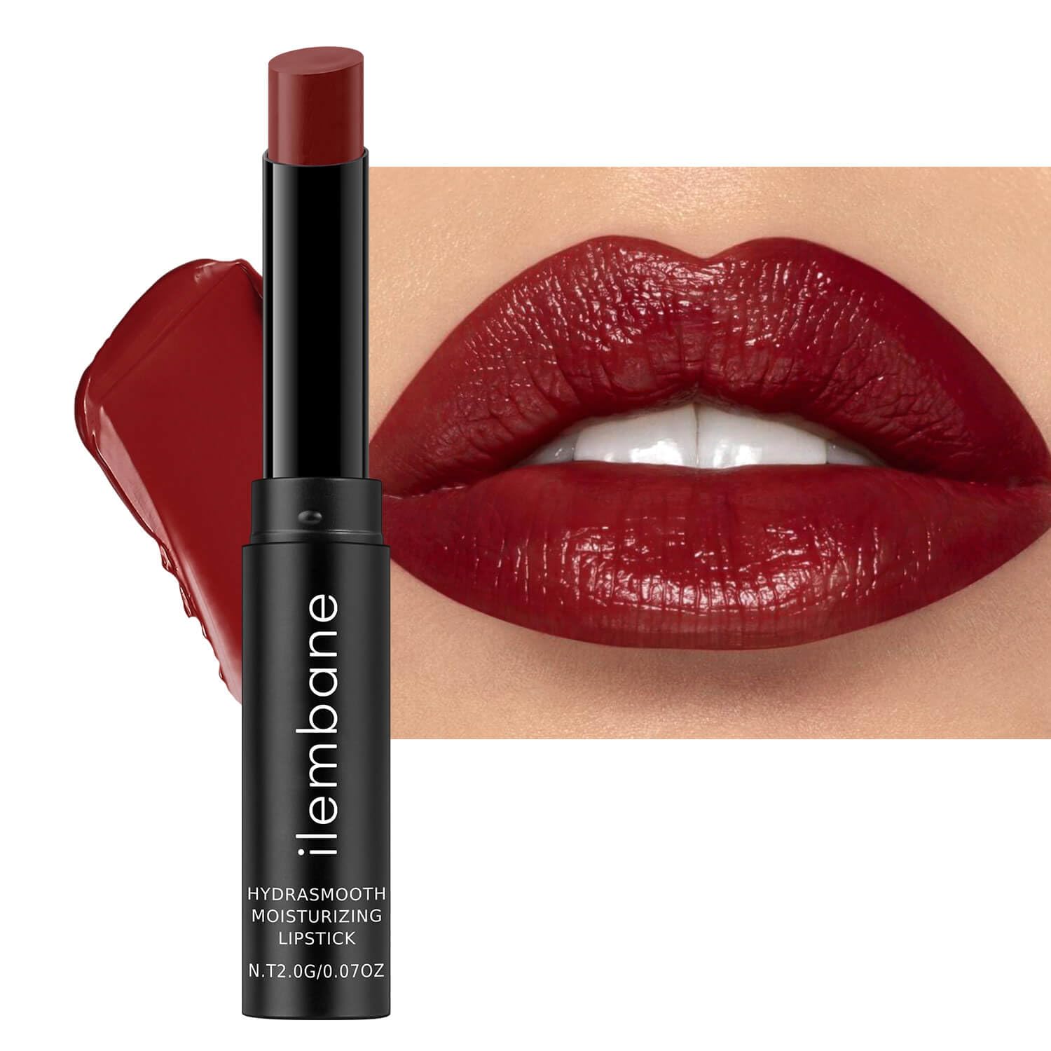 Deep Red Hydrating Lipstick – Moisturizing Cream Lip Balm for Dry Lips, Bold Glossy Finish, Lightweight Vegan Lip Color with Comfortable Smooth Wear (Cinnamon Rose)