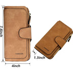 Womens Long Leather Wallet, RFID Blocking Leather Pocket Wallet Ladies Mini Purse with ID Window