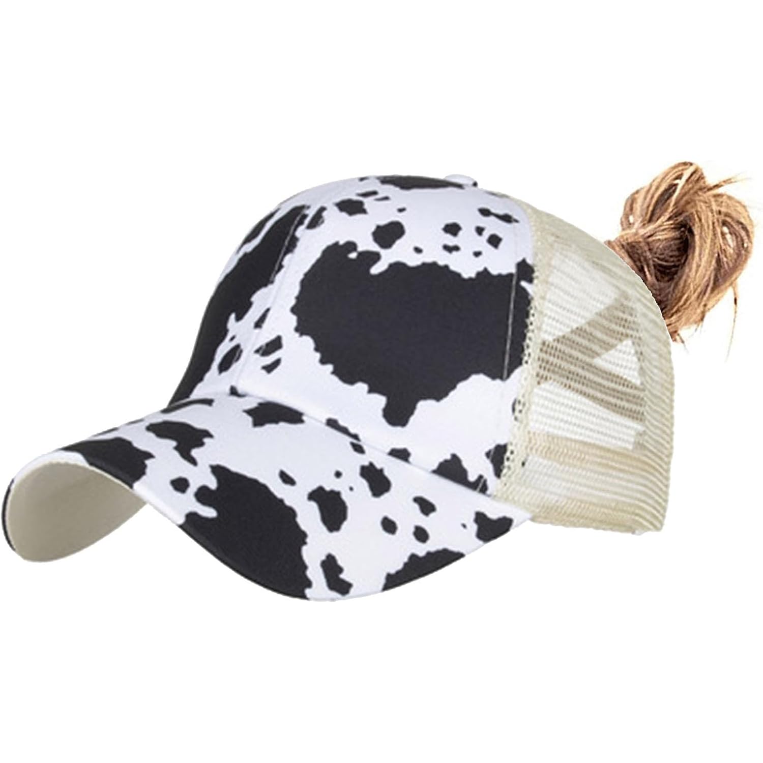 Womens Cow Print Baseball Cap Unisex Adjustable Baseball Hat Casual Cotton Sun Hats for Teen Girls Mesh (Cow White)
