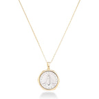 Miabella Italian 18K Gold Plated 925 Sterling Silver Genuine 2-Lira Bee Coin Medallion Pendant Necklace for Women 18 Inch Chain, Made in Italy
