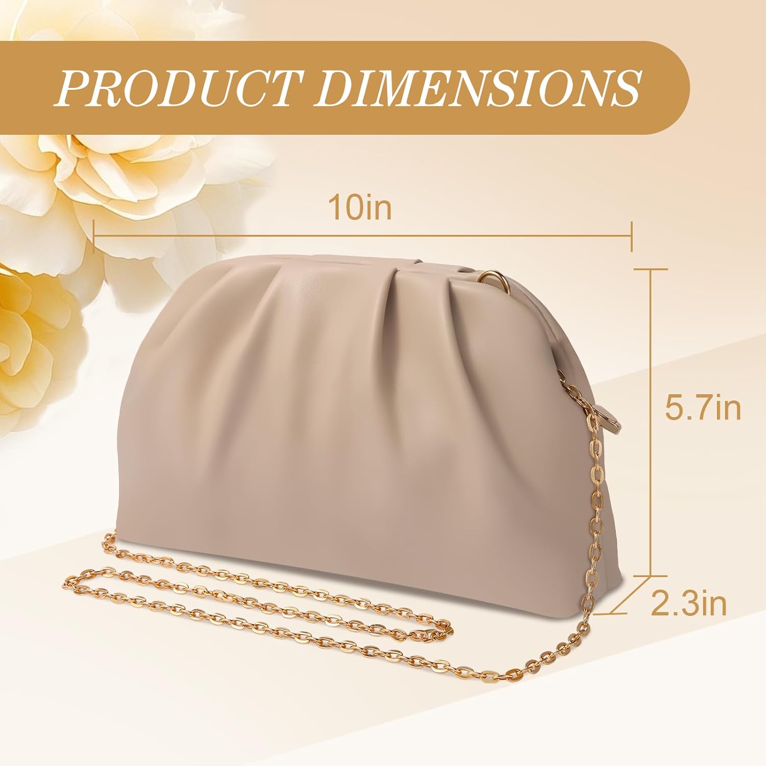 lovyoCoCo Clutch Purse for Women Soft Pleated PU Wedding Clutch, Elegant Evening Bag for Galas, Proms,Cocktail Parties