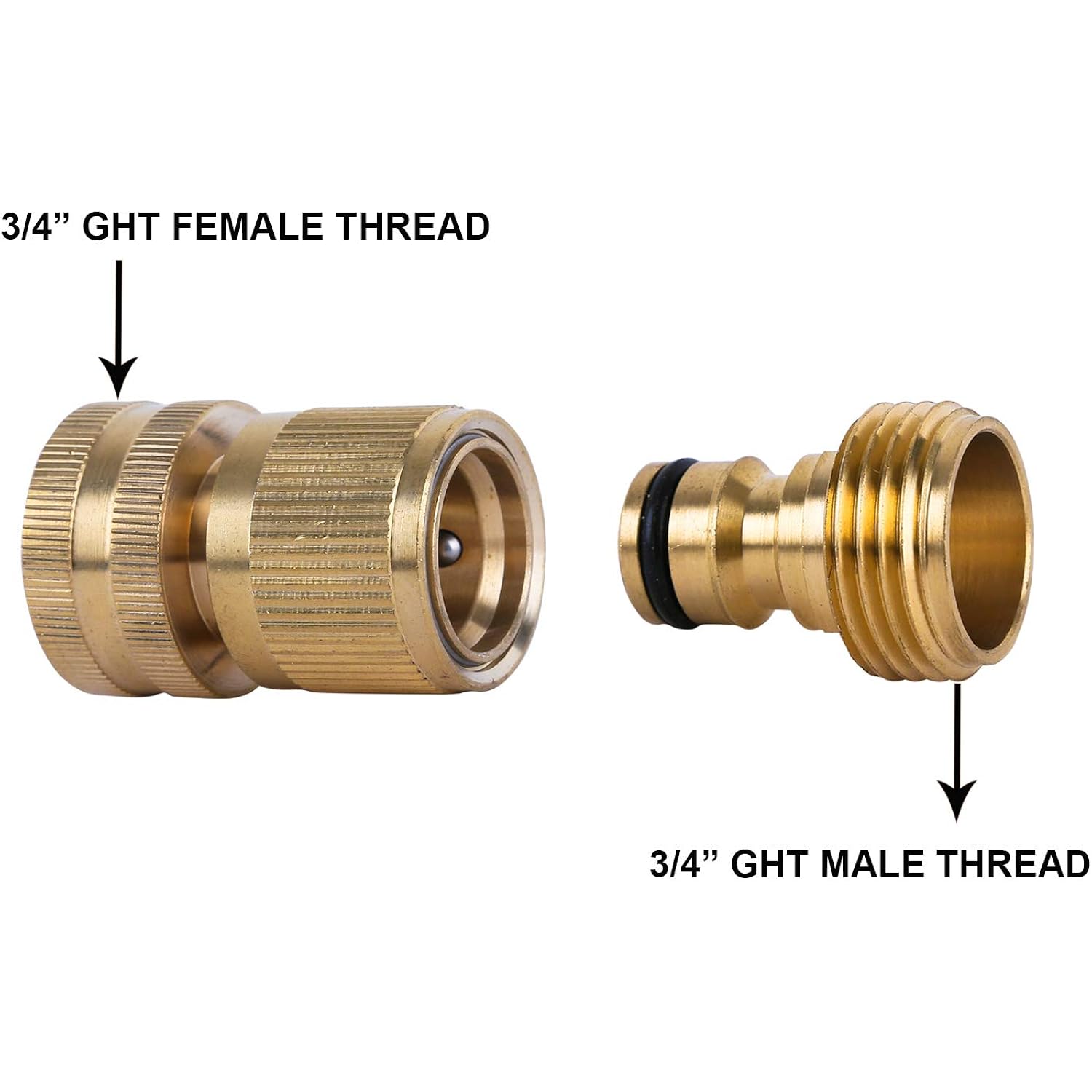 Garden Hose Quick Connect Solid Brass Quick Connector Garden Hose Fitting Water Hose Connectors 3/4 Inch Ght (3 Sets)