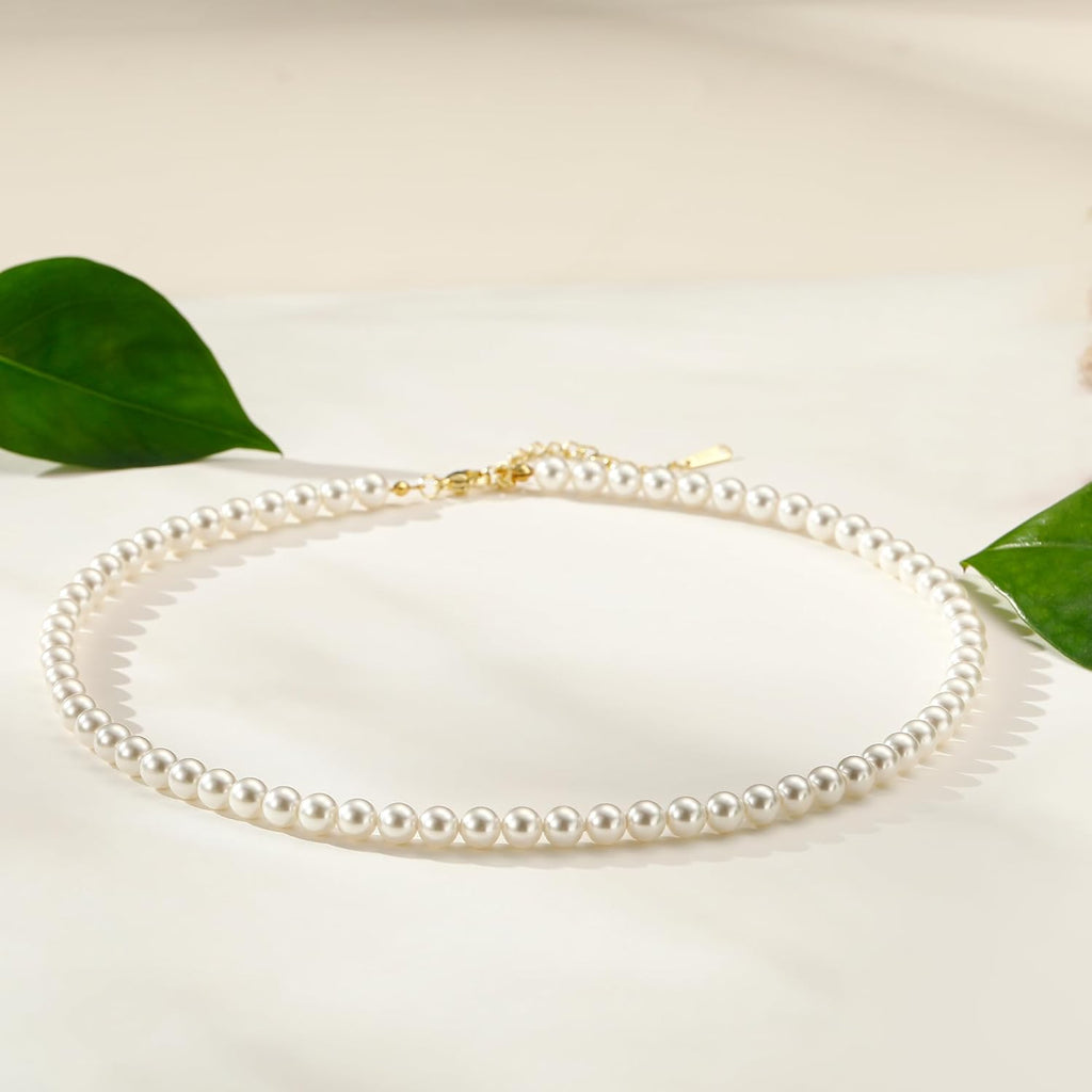 Ritach Mothers Day Gifts for Mom Daughter Wife - Real Gold Plated Pearl Necklaces for Women Dainty Round Drop Pearl Necklace Layered Gold Necklace for Women Teen Girl Bridesmaid Wedding Birthday Gifts