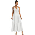 Oyoangle Women'S Summer Beach Halter Sundress Formal Wedding Guest Dress Backless Flowy Vacation Boho Maxi Dresses