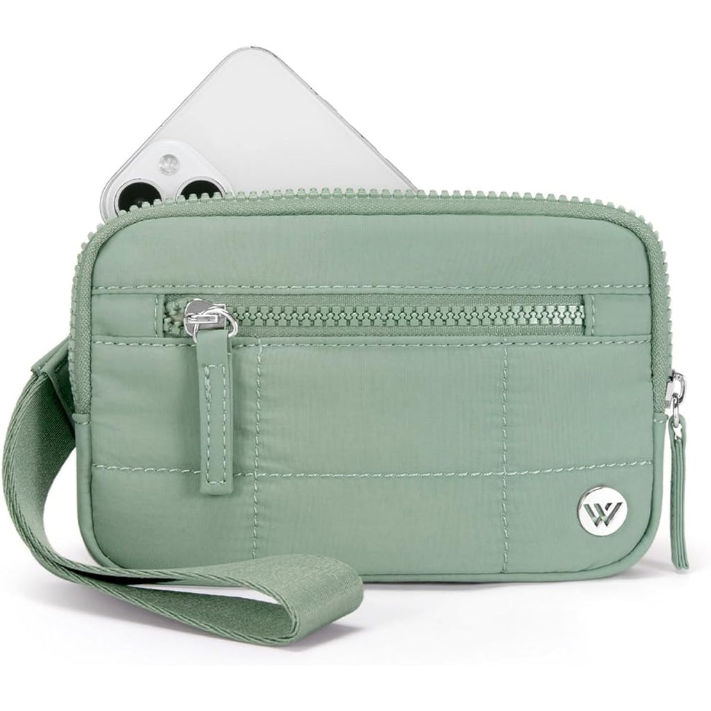 WESTBRONCO Wristlet Wallets for Women – RFID Blocking Quilted Nylon Phone Wallet, Card Holder Purse for Travel & Everyday Use