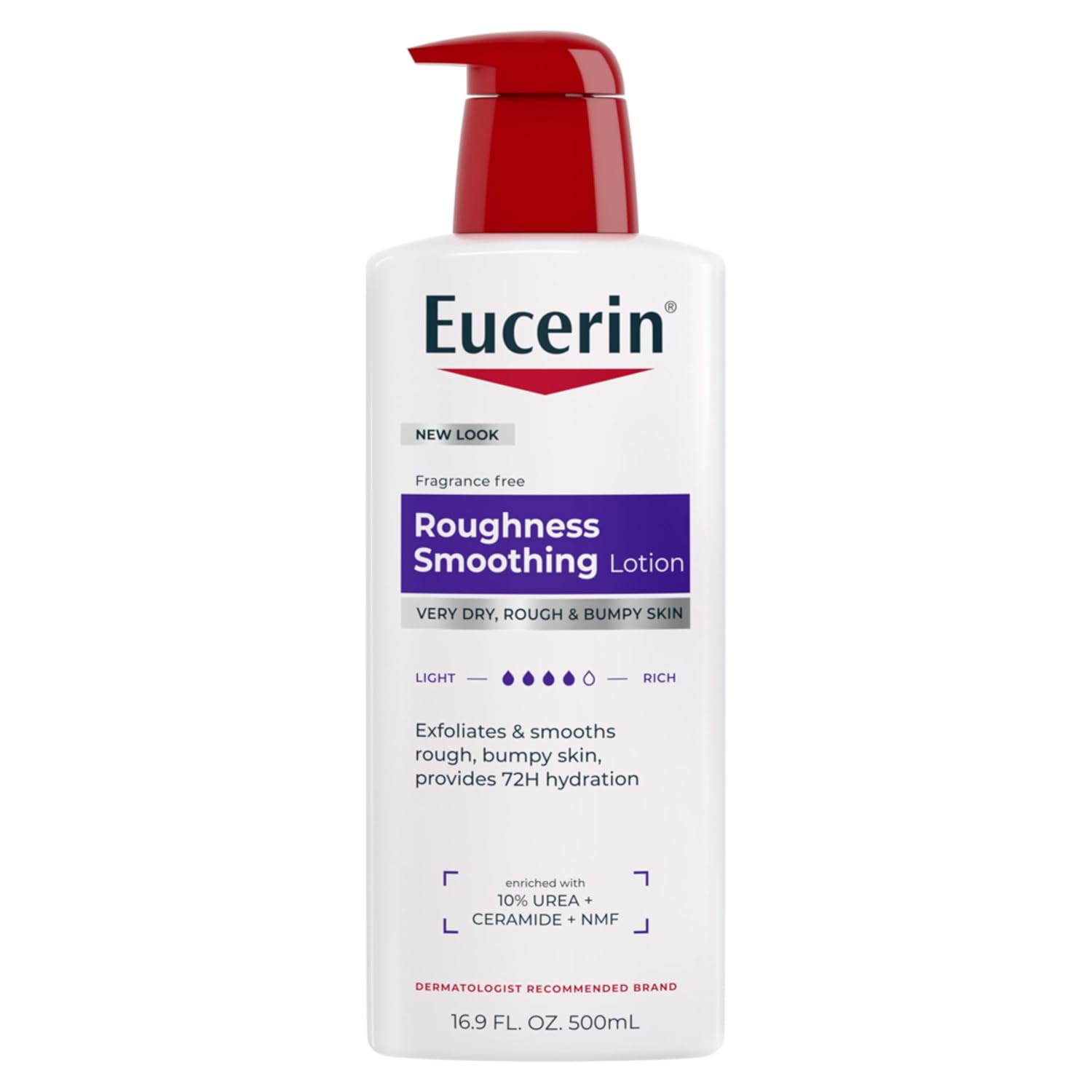 Eucerin Roughness Smoothing Body Lotion For Dry, Rough Skin, Urea Enriched Body Moisturizer, 16.9 Fl Oz Pump Bottle