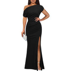 Woosea Women'S Elegant Sleeveless Off Shoulder Sexy Split Bodycon Long Formal Party Evening Dress