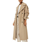 Womens Oversized Long Trench Coat Double Breasted Lapel Windproof Overcoat With Belt
