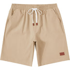 Coofandy Mens Cotton Chino Shorts 9 Inch Casual Shorts Elastic Waist Drawstring Summer Beach Shorts With Pockets
