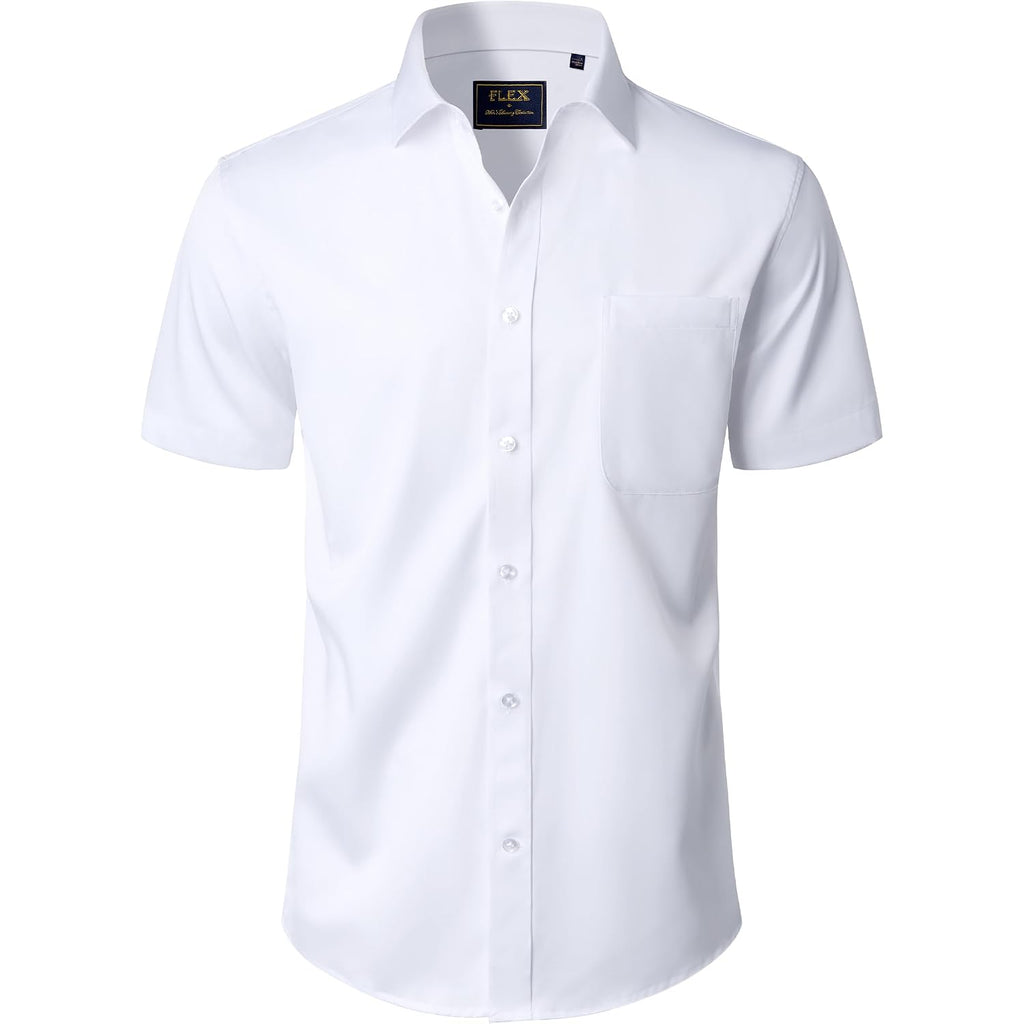 J.Ver Mens Short Sleeve Dress Shirts Solid Wrinkle Free Casual Button Down Shirt With Pocket