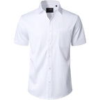 J.Ver Mens Short Sleeve Dress Shirts Solid Wrinkle Free Casual Button Down Shirt With Pocket