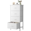 Sweetcrispy Dresser For Bedroom, 4 Drawer Storage Cabinet, Tall Nightstand | Small Fabric White Dresser For Closet, Chest Of Drawers, Closet Organizer, Home Furniture, Sturdy Frame