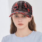 Distressed Washed Denim Baseball Cap Vintage Ripped Strapback Sun Hat For Men Women