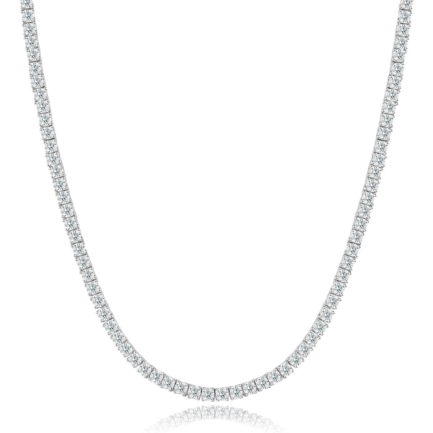 Gemsme 18K White/Yellow Gold Plated 2.0mm Round Cubic Zirconia Classic Tennis Necklace For Women (16-22 Inch)