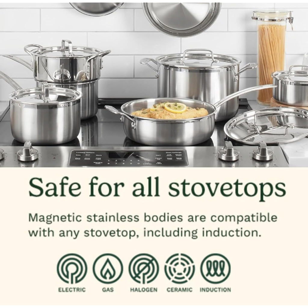 Cuisinart 12-Piece Multiclad Pro Triple Ply Stainless Stainless Steel Pots And Pans Set, Cookware Set Compatible With Induction, Electric, Gas Cooktops, Cool Grip Handles, Oven Safe To 500°F, Silver