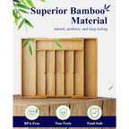 Kitsure Silverware Organizer - Expandable Bamboo Kitchen Drawer Organizer For Cooking Utensils And Cutlery, Sturdy & Thickened Kitchen Organizers And Storage Solution, Large, Natural
