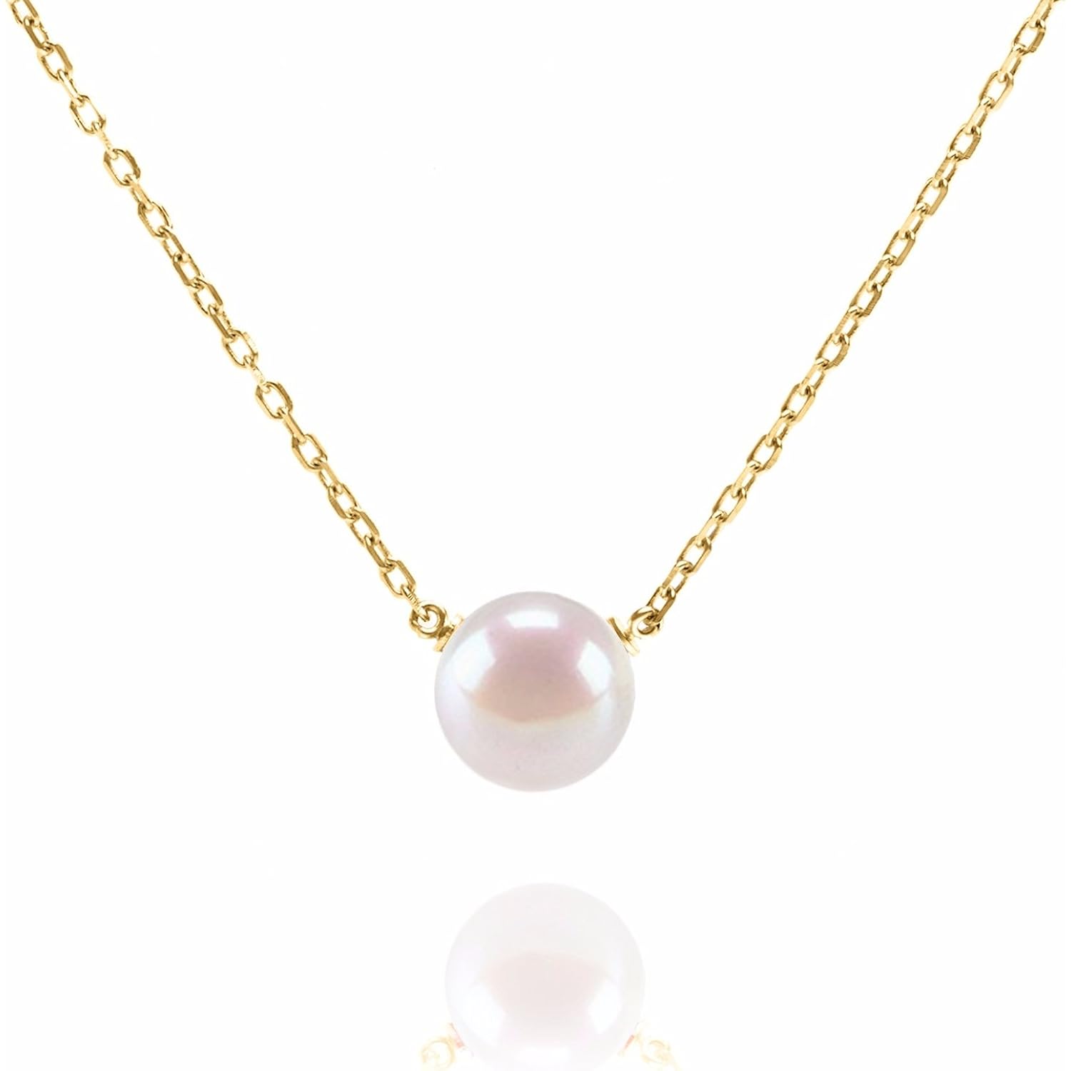 PAVOI Handpicked AAA+ Freshwater Cultured Single Pearl Necklace Pendant | Gold Necklaces for Women