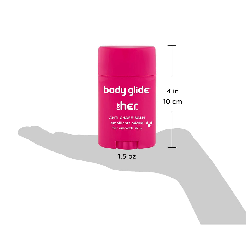 Body Glide For Her Anti Chafe Balm | Chafing Stick With Added Emollients | Great For Dry, Sensitive Skin And/Or Sensitive Areas | Use On Chest, Bra, Butt, Groin, Arm, And Thigh Chafing | 1.5Oz