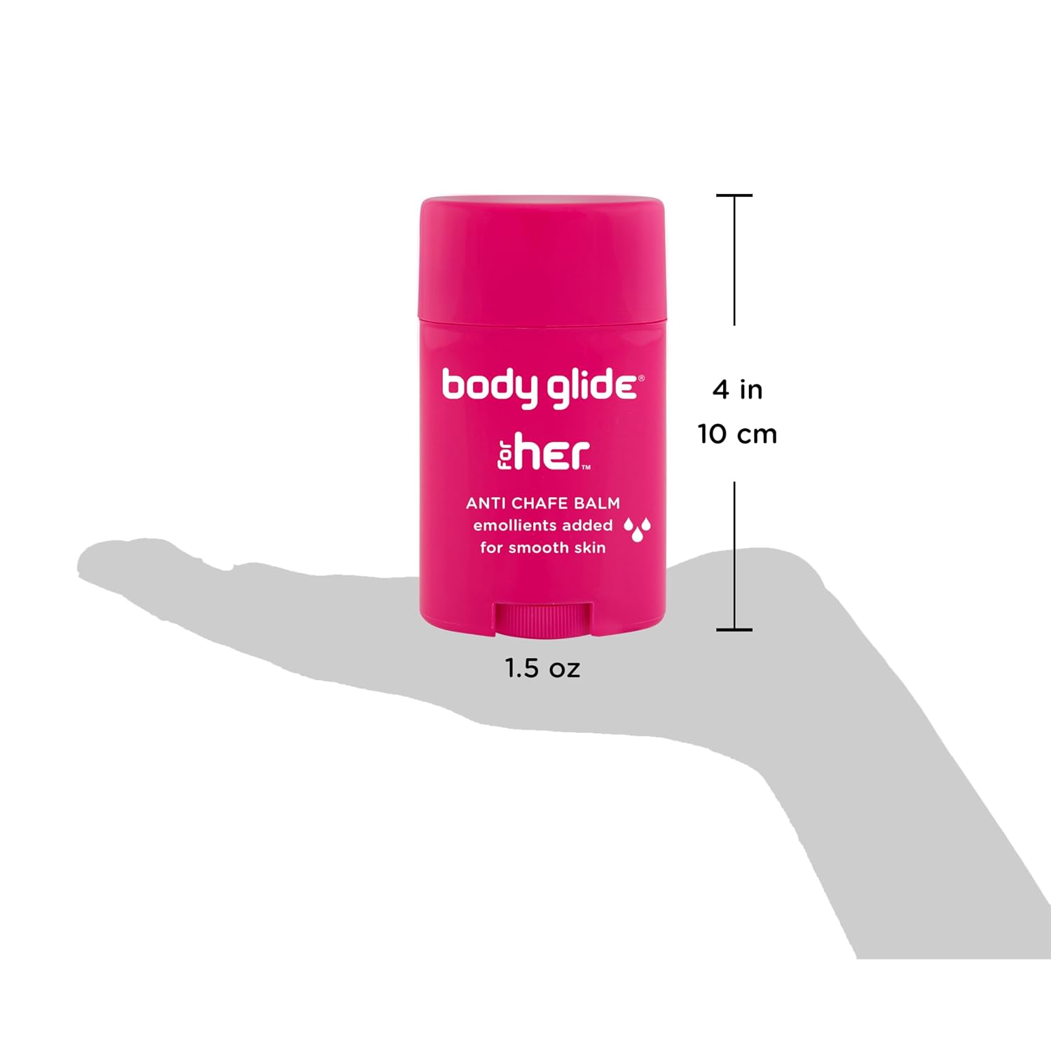 Body Glide For Her Anti Chafe Balm | Chafing Stick With Added Emollients | Great For Dry, Sensitive Skin And/Or Sensitive Areas | Use On Chest, Bra, Butt, Groin, Arm, And Thigh Chafing | 1.5Oz