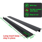 Silicone Stove Counter Gap Cover / Filler by Kindga 25" Long, Sealing Spills Between Kitchen Appliances Washing Machine and Stovetop, Set of 2 (Black)