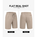 Coofandy Mens Casual Shorts Cotton Drawstring 9 Inch Chino Shorts Stretch Elastic Waist Summer Beach Golf Shorts