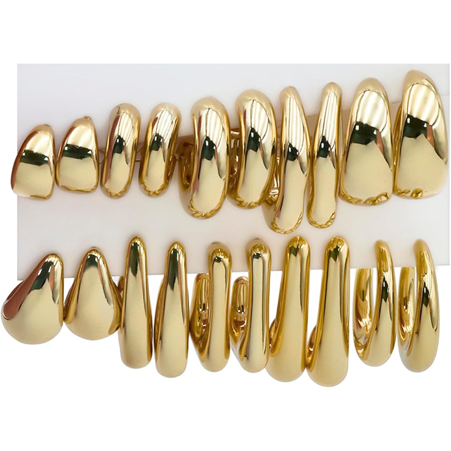 10 Pairs Hypoallergenic Chunky Gold Dangle Earrings for Women Trendy Thick Gold Plated Hoop Earrings Set Lightweight Jewelry