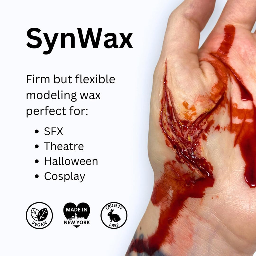 Mehron Makeup Synwax | Firm Modeling Wax For Special Fx | Scar Wax Sfx Makeup For Fake Scars, Fake Wounds, & Halloween Effects 0.4 Oz (11 G)