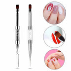 2PCS Dual-Ended Nail Art Brushes Set – Gel Nail Brush, Spatula & Liner Brush – Nail Art Tools for Builder Gel, Nail Polish Application, DIY Manicure & Salon Use