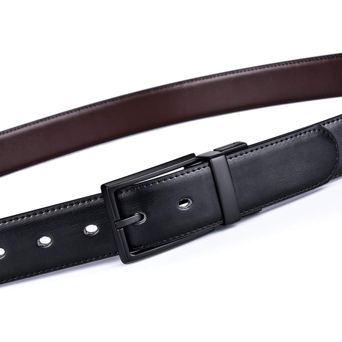 Beltox Fine Men'S Dress Belt Leather Reversible 1.25" Wide Rotated Buckle Gift Box