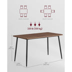 Vasagle 55.1" Dining Table For 4-6 People, Modern Kitchen Table, Heat-Resistant Tabletop, Quick Assembly, For Dining Room, Natural Walnut And Ink Black, Island Collection Ukdt100K02V2