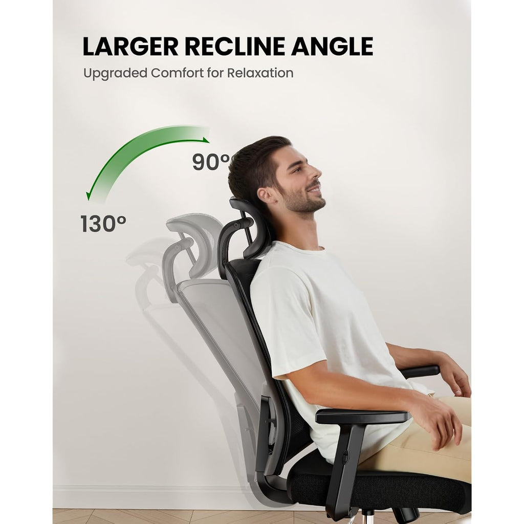 Marsail Ergonomic Office Chair Ergonomic Gaming Chair With Lumbar Support, 2D Headrest, Adjustable Armrests, Contoured Seat Cushion, Computer Desk Chair With Wheels For Home And Office