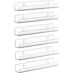 Vinyl Record Shelf Wall Mount, 6 Pack 12 Inch Clear Acrylic Album Record Holder Display, Kids Bookshelf, Floating Wall Shelves For Bathroom, Bedroom, Living Room, Kitchen (Clear-6Pcs)