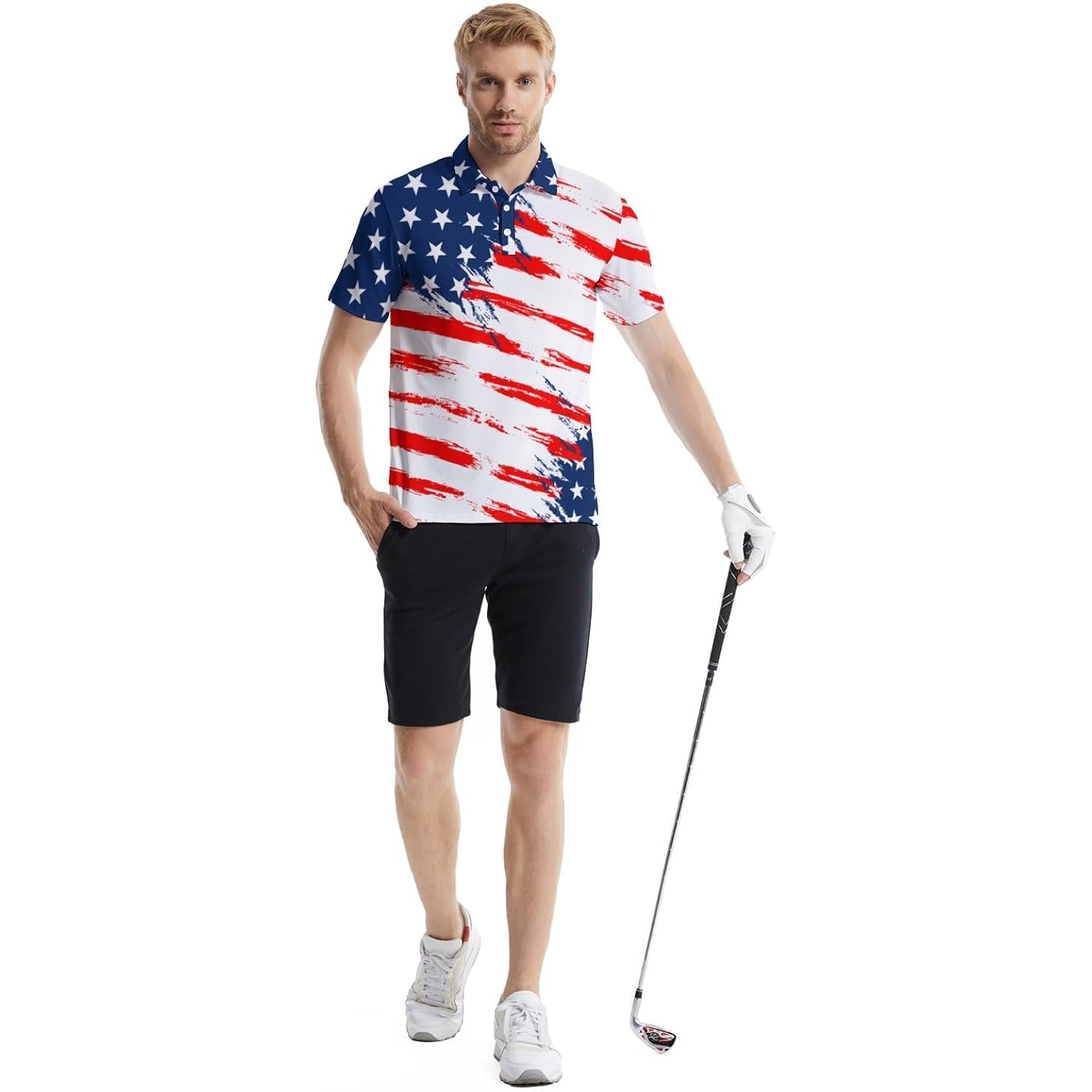 Golf Polo Shirts For Men Funny Print Quick Dry Short Sleeve Performance Golf Shirts Moisture Wicking Polo Shirts