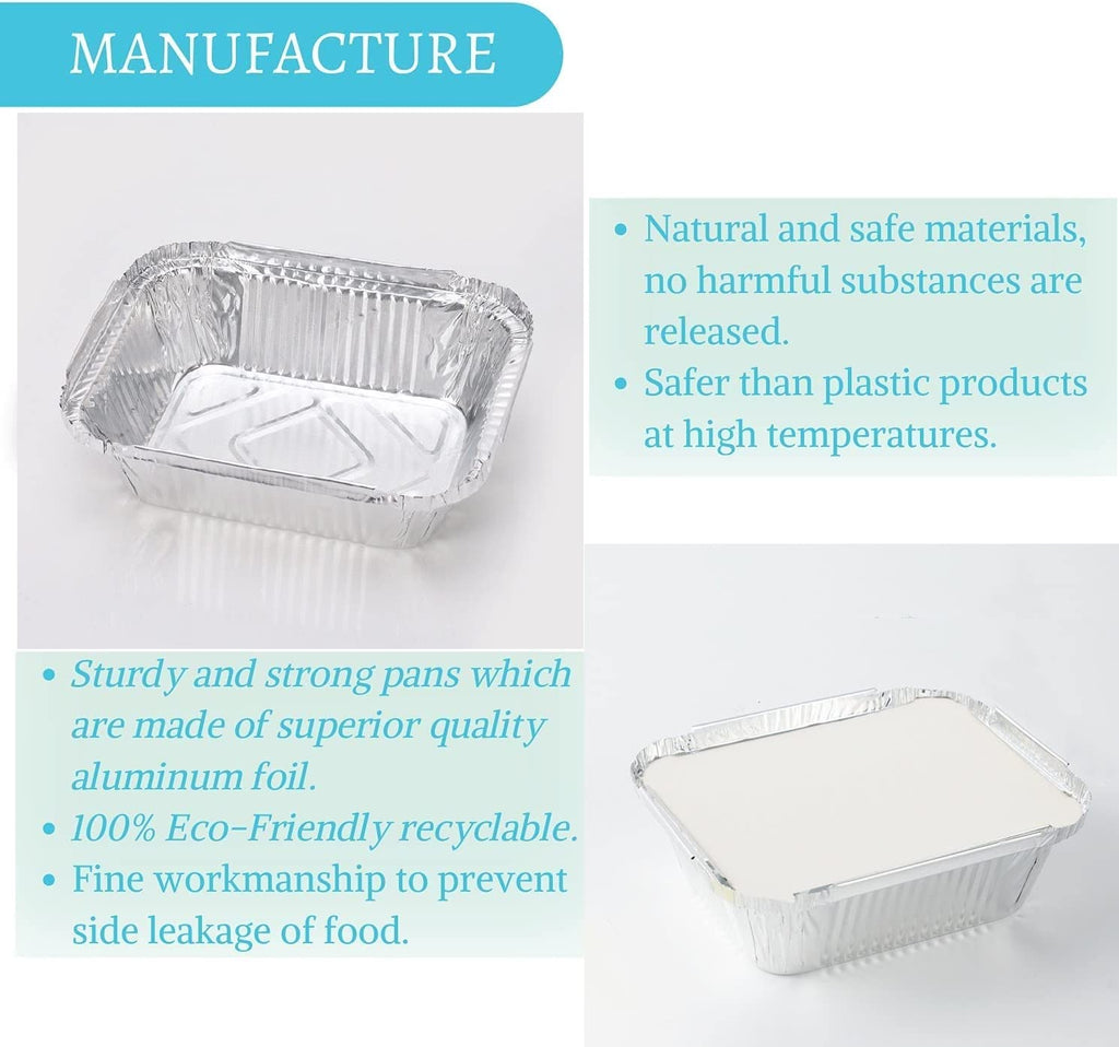 1 Lb Small Aluminum Pans With Lids(40 Pack - 5"×4") Tin Foil Pans Disposable Cookware- Cardboard Lids, For Cooking Baking Party Meal,Takeout Trays - To Go Disposable Food Container