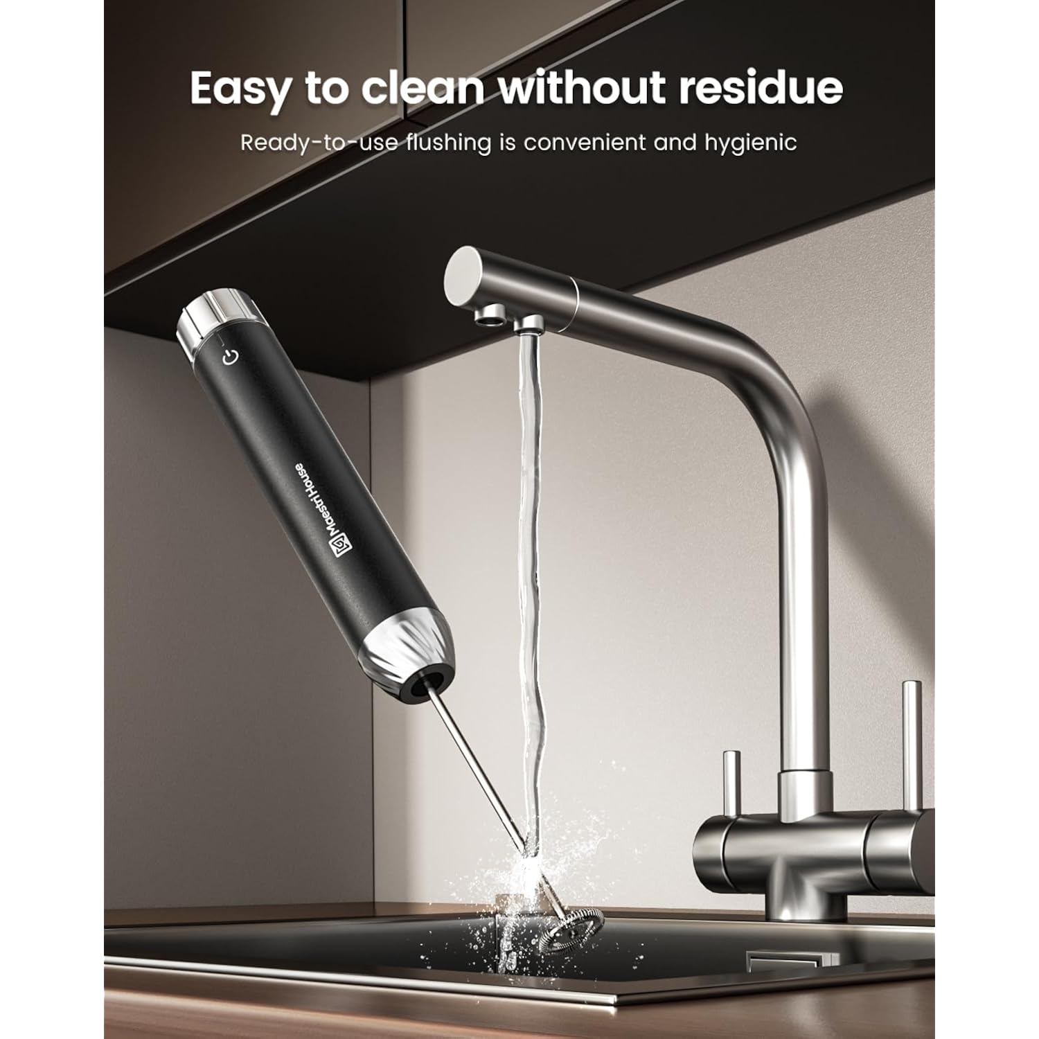 Maestri House Rechargeable Milk Frother With Stepless Speed Control, Lunafro Max Handheld Electric Foam Maker Waterproof Drink Mixer Foamer With Stand & Detachable Whisks For Lattes, Cappuccino