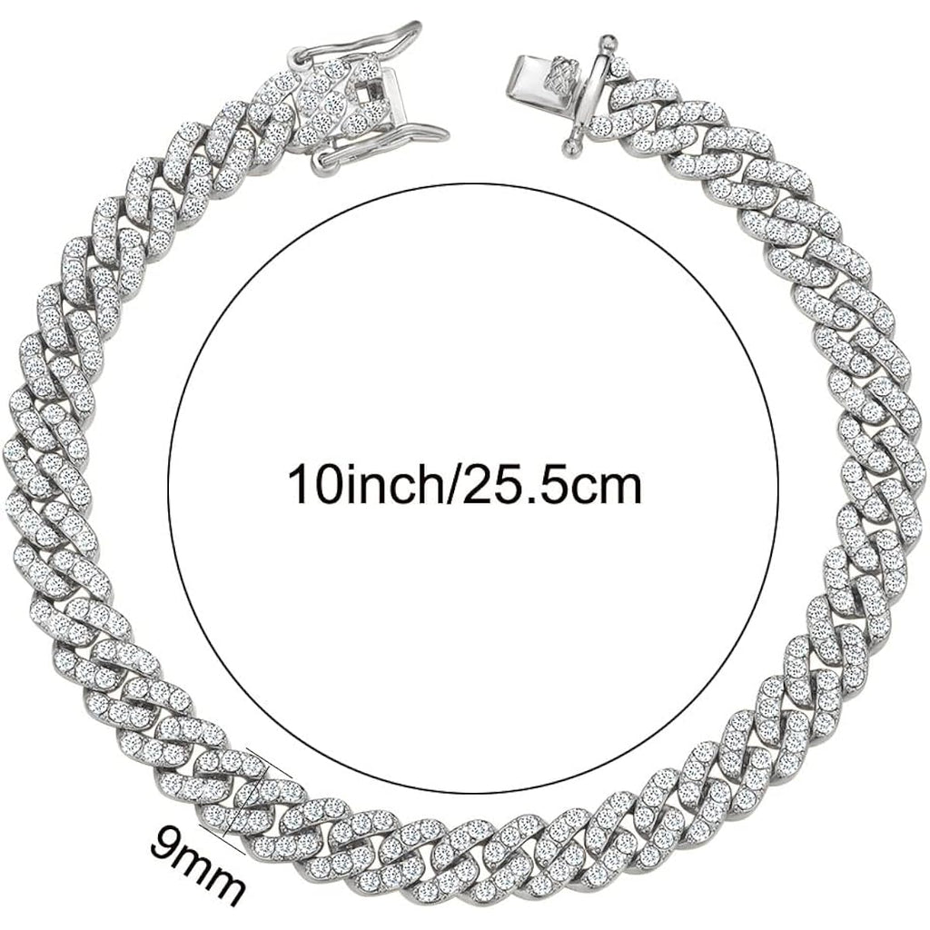 Cuban Link Anklets for Women Plus Size Large Ankle Bracelets Gold Silver Rhinestone Diamond Bling Anklets Women 9 10 inch