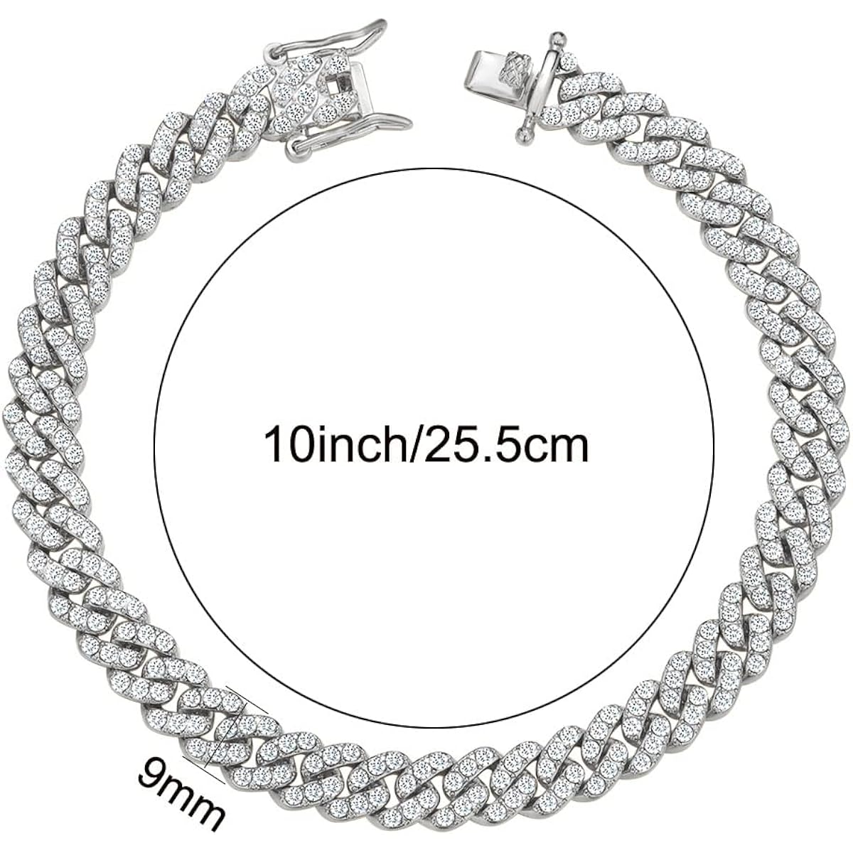 Cuban Link Anklets for Women Plus Size Large Ankle Bracelets Gold Silver Rhinestone Diamond Bling Anklets Women 9 10 inch