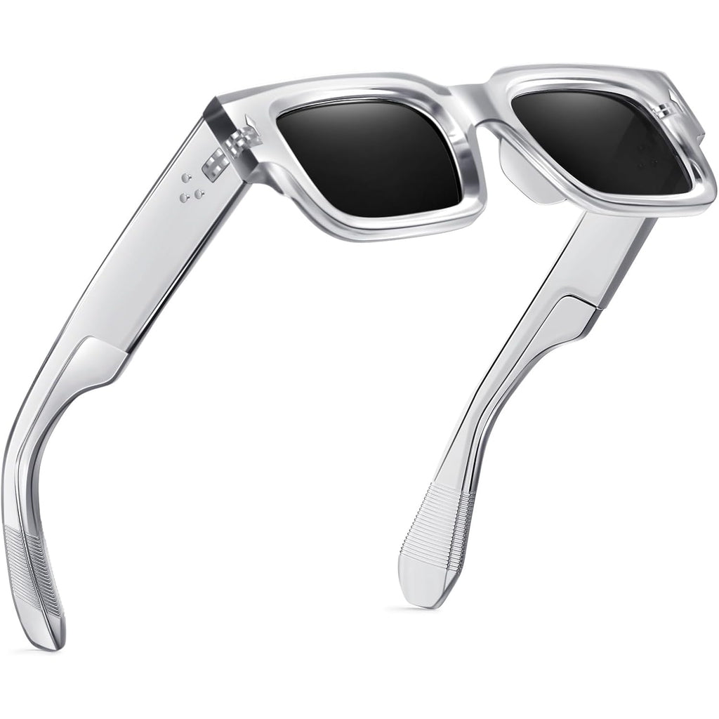 Cool Square Frame Sunglasses for Women Men Trendy Chunky Rectangle Sun Glasses Black Shades UV400 Protection Black and Gray