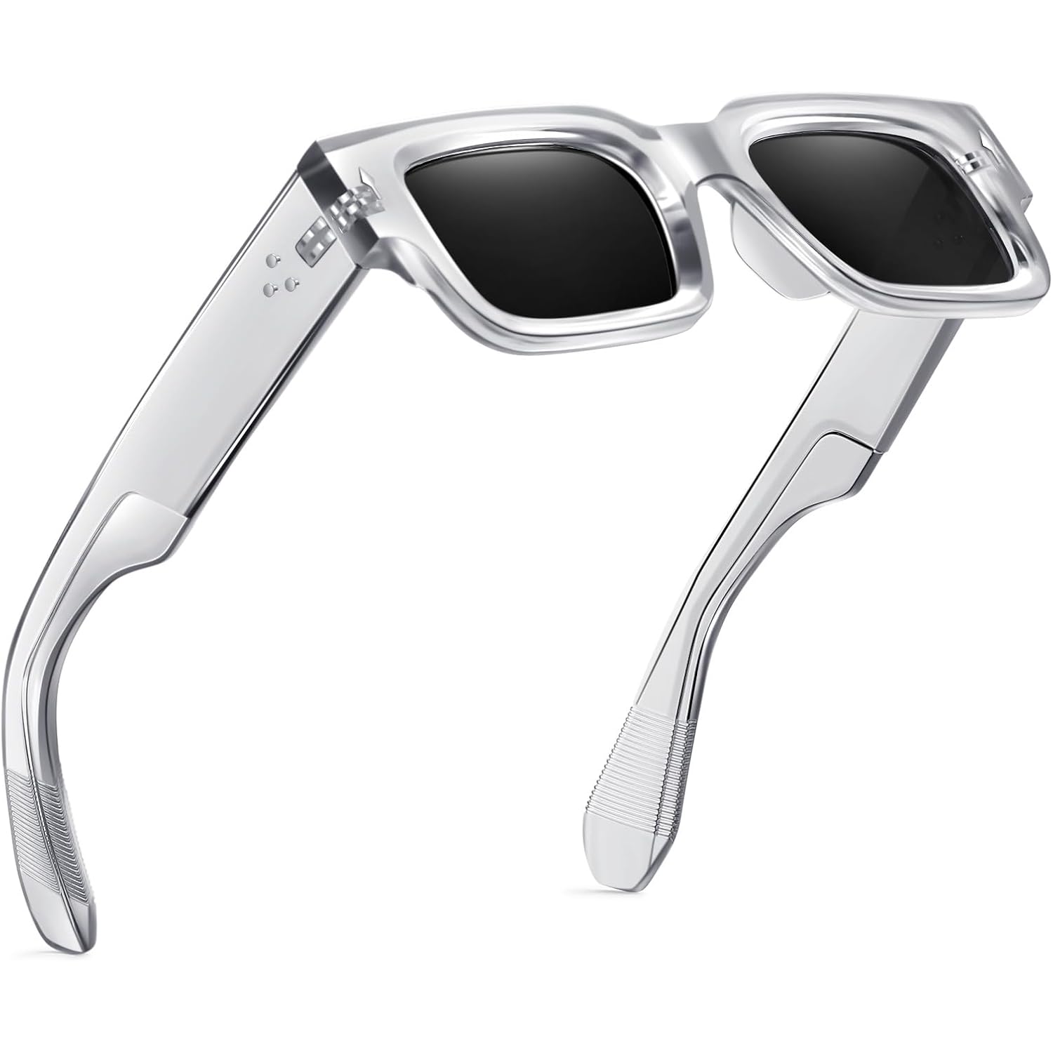 Cool Square Frame Sunglasses for Women Men Trendy Chunky Rectangle Sun Glasses Black Shades UV400 Protection Black and Gray