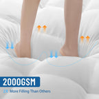4 Inch Memory Foam Mattress Topper Queen, Cooling Extra Thick 2000 Gsm Pillow Top Mattress Pad For Back Pain Relief,Soft Breathable Mattress Cover For Fluffy Shredded Memory Foam Filled (60"X80")