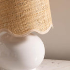 Benton Ceramic Table Lamp With Fabric Shade – 13" Bedside Accent Lamp For Bedroom, Living Room & Nightstand (White)