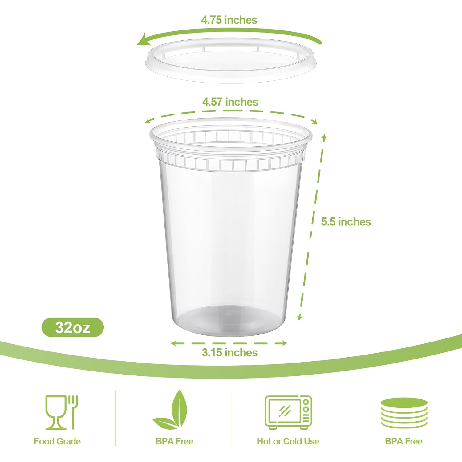 AOZITA 20 Sets 32 oz Plastic Deli Food Containers With Lids, Airtight Food Storage Containers, Freezer/Dishwasher/Microwave Safe, Soup Containers For Takeout Meal Prep Storage