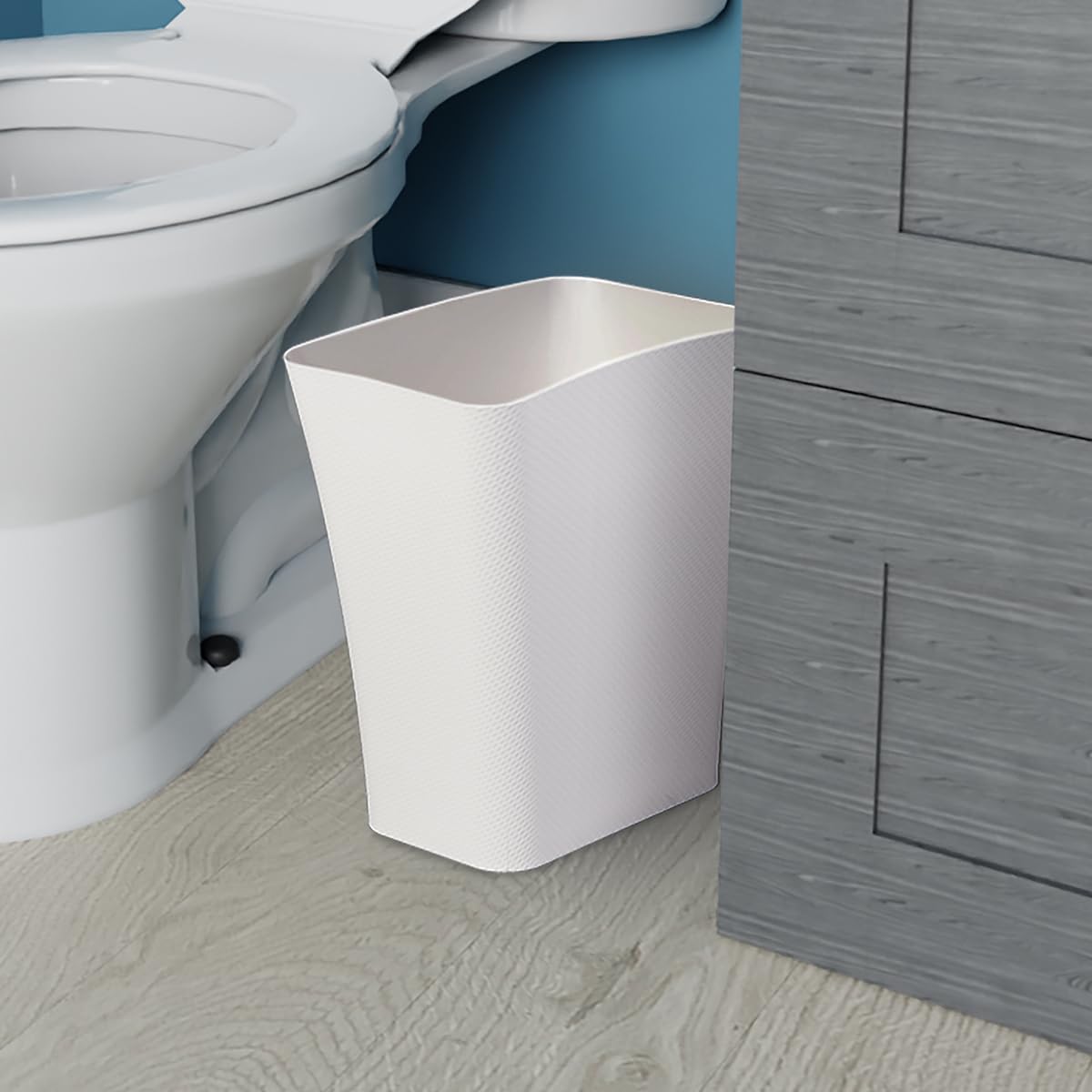 Clorox Textura Slim Trash Can - 3.1 Gallon Small Waste Basket for Narrow Spaces - Skinny Plastic Garbage Bin for Bathroom, Bedroom, or Office, White