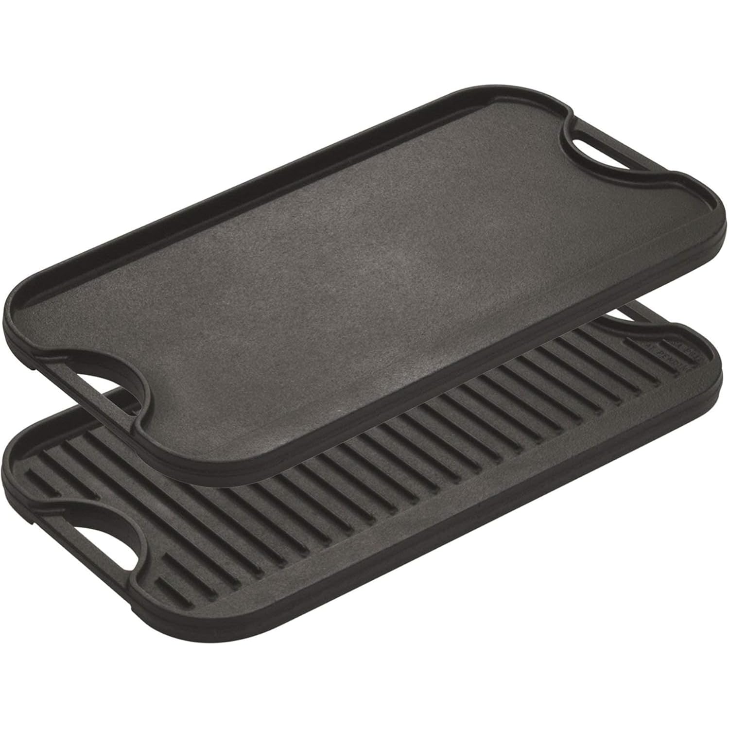 Lodge Pro-Grid Reversible Grill/Griddle - 20 Inches x 10.5 Inches - Dual-Sided Cast Iron Griddle - Double Burner Grill - Even Heat Distribution - PFAS-Free Non-Toxic Cookware