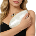 Shell Shape Acrylic Clutch Trendy Metallic Acrylic Evening Bag Shiny Egg Purses And Handbags For Women Wedding Party